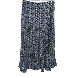 Max Studio Navy Floral Midi Skirt